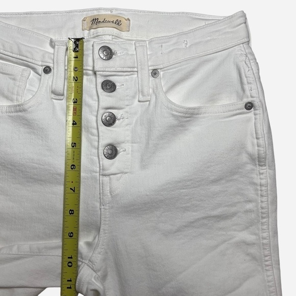 Madewell 10” High Rise Skinny Jeans 26 White Crop Raw Hem Button Front - Picture 10 of 16